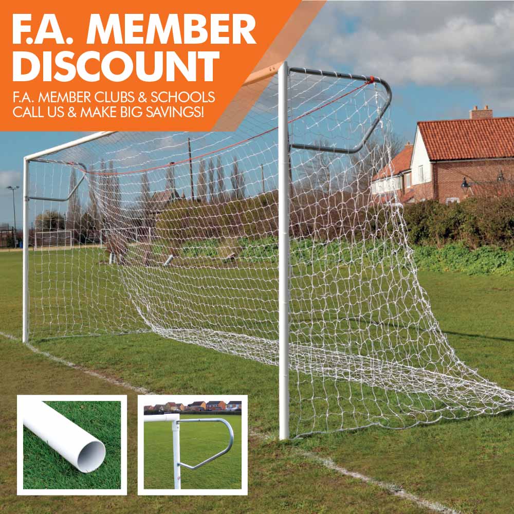 Heavy Duty Steel Socketed 21 x 7 Football Goal Package Mark Harrod Ltd.