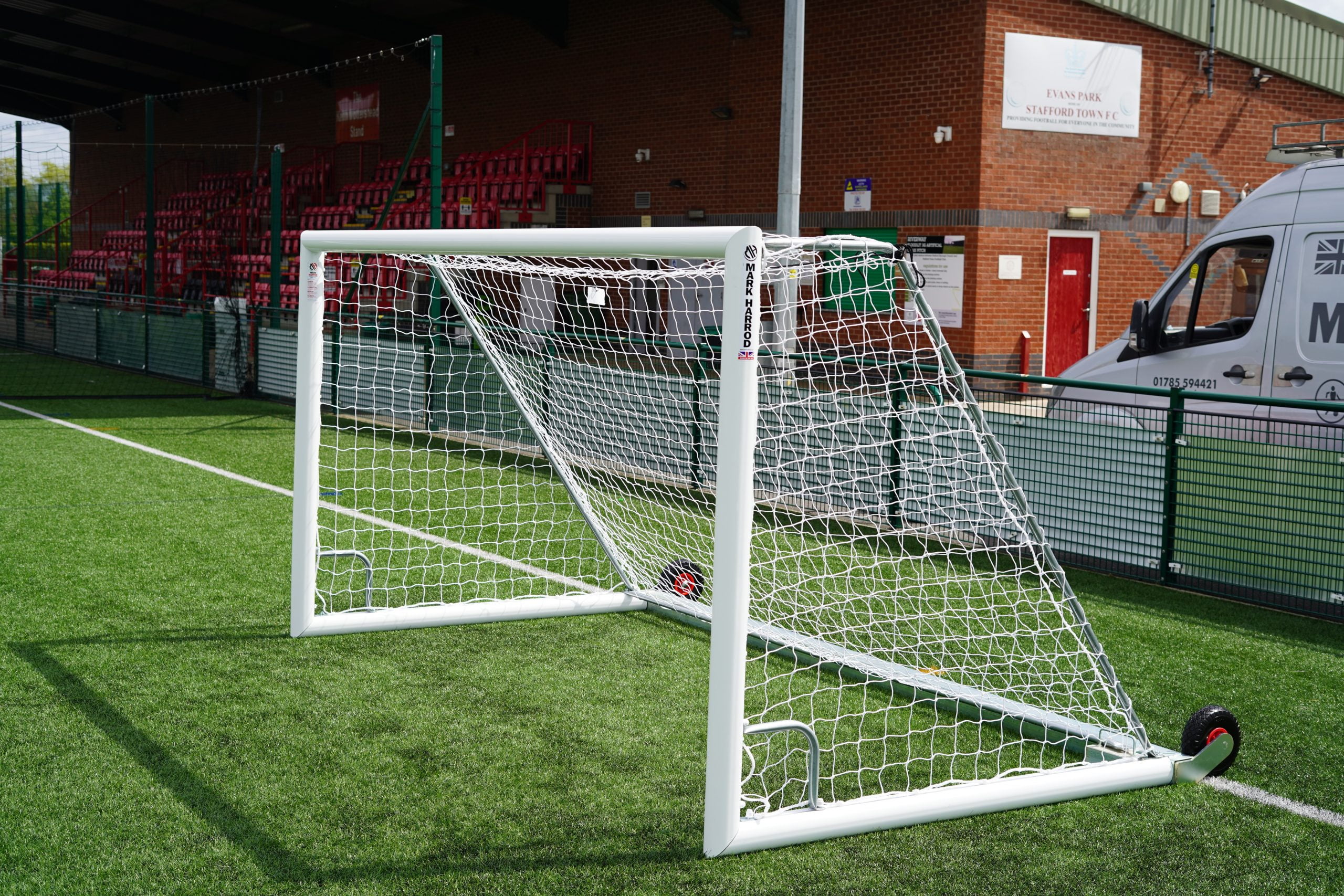 16 x 6 Self Weighted Wheeled Back Bar Football Goal Package