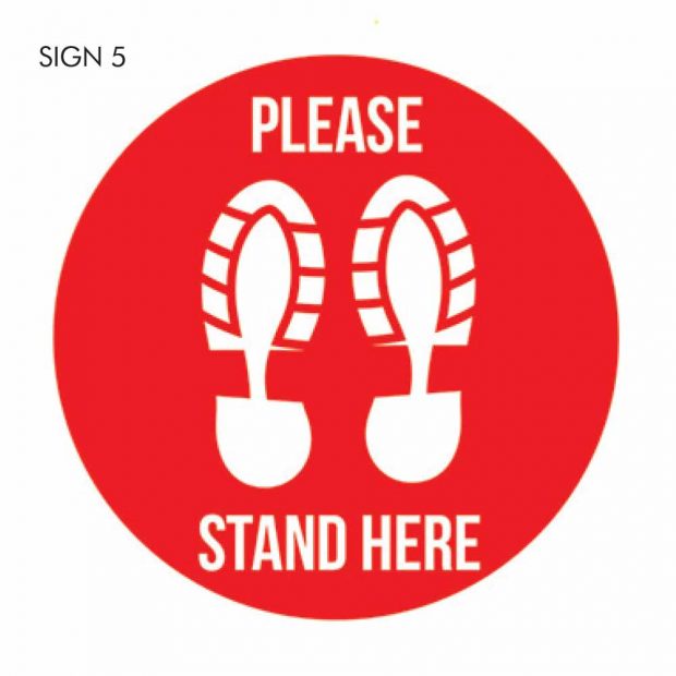 Please stand here social distancing sign