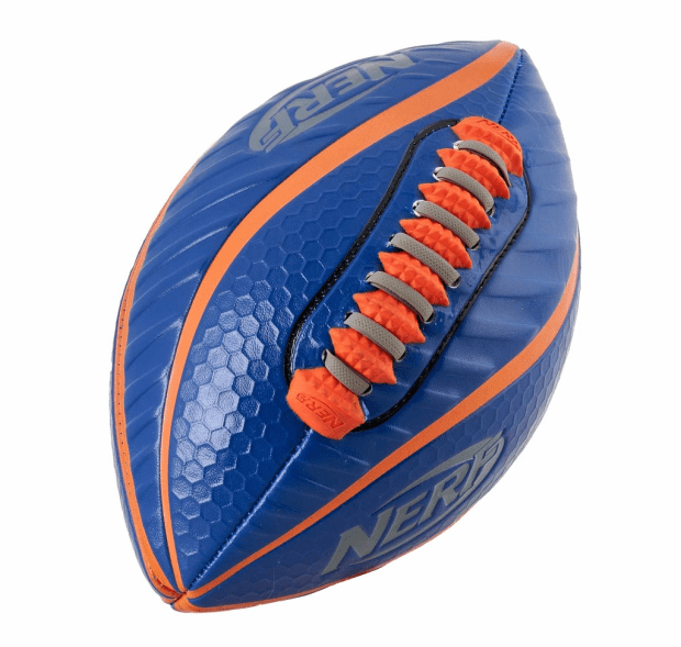thumbnail image 2 of NERF Spiral Grip Mini Football – Blue/Orange, Soft Grip For Kids & Backyard Play 2 of 4